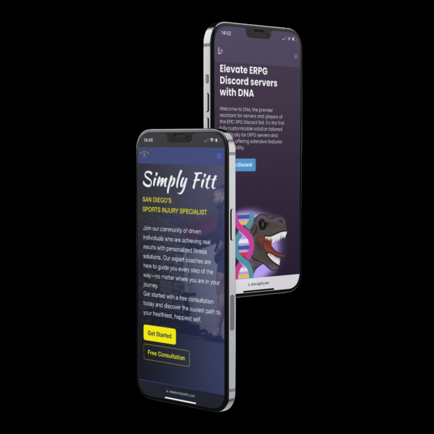 image of two iphones with a website in each to show off mobile portfolio.